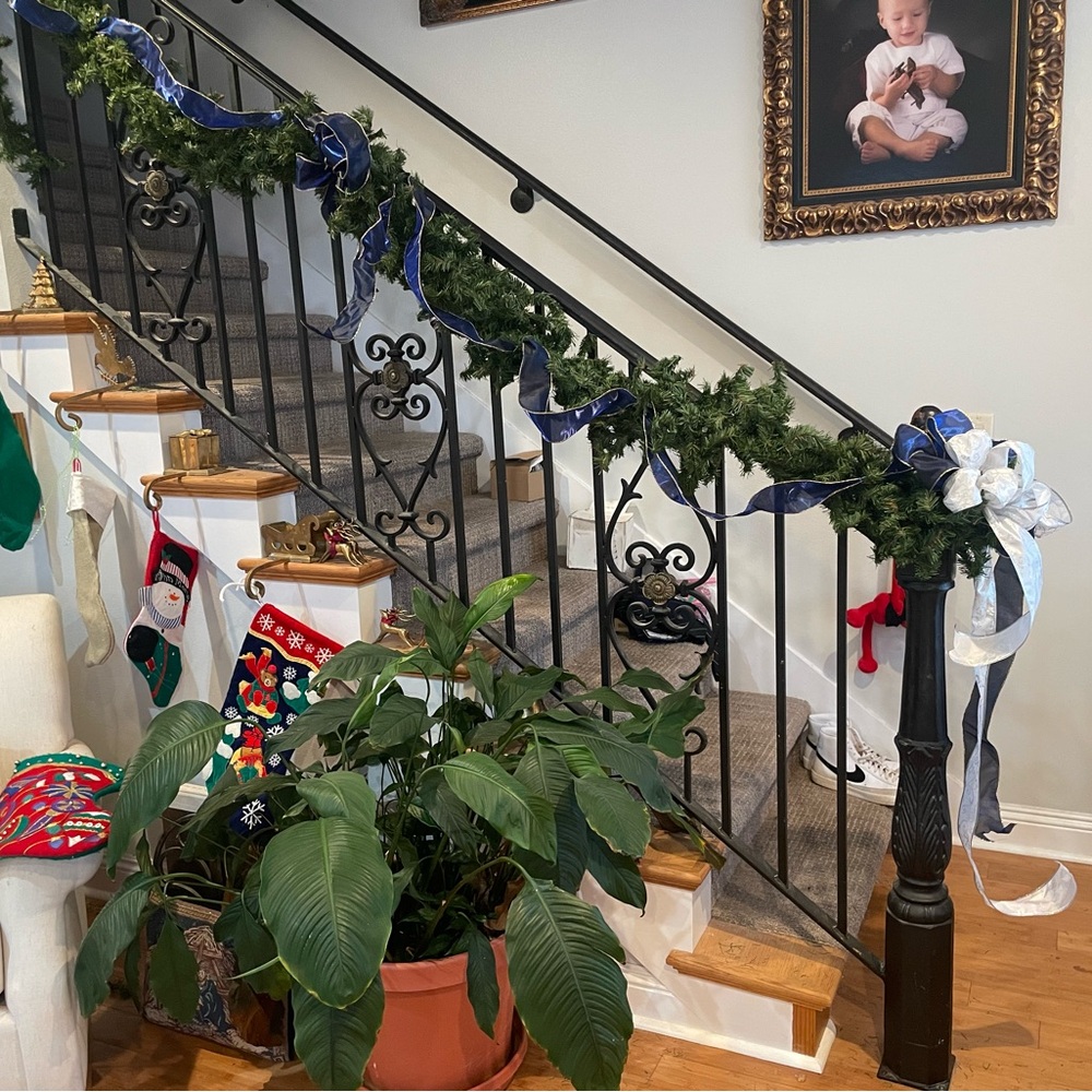 9 ft feet Christmas Garland holiday decor staircase windows mirror wreath table